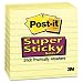 Post-it® Notes, Super Sticky Pad, 4 Inches x 4 Inches, Lined, Canary Yellow, Six Pads per Pack