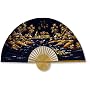 Asian Art, D�cor, & Gifts - 40" Hand painted Thai Silk & Bamboo Decorative Wall Fan - Guilded Morning