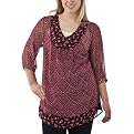 Pure Energy Juniors Plus Elbow Sleeve Chiffon Bib Tunic - Purple
