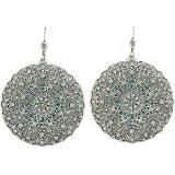 Sterling Old Silver Filigree Earrings with Crystals and Pacific Opals