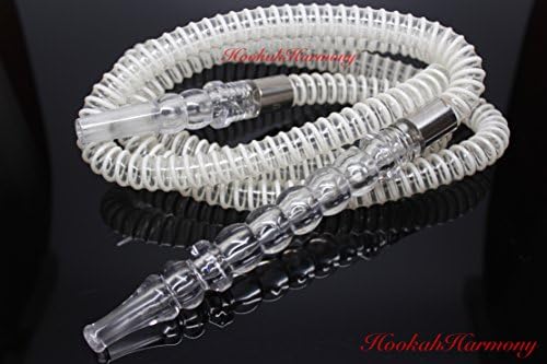 Zahrah Clear Extra Wide Hose 72'' Washable With 10 FREE Mouth Tips + Hose Grommet Hookah Lounge Nargila Shisha White Hookah Tonic