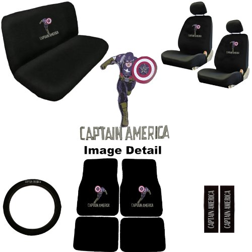  Captain America Marvel Comics Auto Accessories Interior Combo Kit Gift Set - 15PC