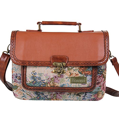 Ecosusi Women Vintage Leather Satchel Shoulder Messenger Bag Briefcase Handbag