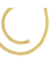 14K Yellow Gold 07" 6.5mm Polish 5 Row Panther Chain Link Bracelet With Box Catch Clasp