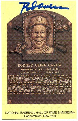 Rod Carew Autographed/Hand Signed Hall Of Fame Gold Plaque