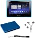Blue - Smooth Durable Protective TPU Silicone Gel Skin Cover Case with Full Diamond Texture Design for BlackBerry PlayBook 4G Tablet * Includes High Quality HD Noise Filter Earphones