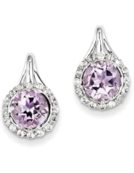 Sterling Silver Rhodium Plated White Topaz & Pink Quartz Post Earrin