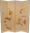 Martial Arts Accessories - 6ft. Dragons Asian Art Hand Painted Floor Screen Room Divider - 72" x 72"