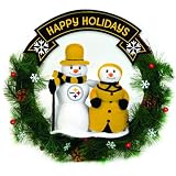 20" NFL Pittsburgh Steelers "Happy Holidays" Snowman Couple Christmas Wreath