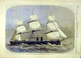 1869 WOOD-CASED IRON FRIGATE INCONSTANT GUNS SHIP PRINT