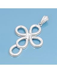 Sterling Silver Eternity Cross Pendant Christian Love Faith Charm 925 New 33mm with 1.4mm Box Chain