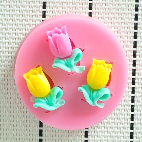 WilsonBaking Love Collection - Lovely Tulip Flowers Mold Wedding Decor Theme Birthday Party Molding Silicone Fondant Lace Molds Serie - Fondant and Gum Paste Silicone Mold Chocolate Silicone Molds Soap Molds Cake Molds for Kids