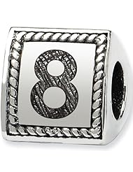 Reflection Beads Silver Number 8 Three Sided Number Block Bead