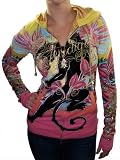 CHRISTIAN AUDIGIER Ed Hardy Womens Panther Platinum Tunic Hoodie Sweatshirt