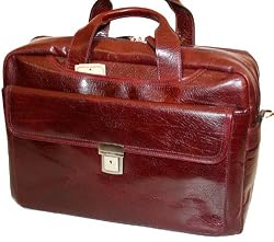Bugatti Burgundy Leather Briefcase Laptop