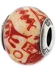 Sterling Silver Reflections Italian Decorative Red Glass Bead