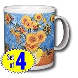 Vincent Van Gogh - Sunflowers 14oz Coffee Mugs (Set of Four)