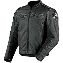 Icon Accelerant Perf Men's Leather Street Racing Motorcycle Jacket - Black