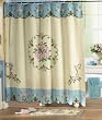 Victorian Blue Shower Curtain W/ Pink Rose Design by Winston Brands