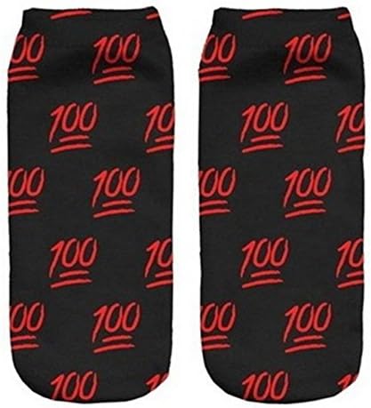 Emoji Socks 100 Cute Low Cut Ankle Socks Hip Hop Hipster Cartoon Black