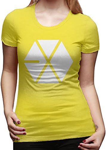 SAXON13 Women's Kpop EXO Logo Attractive Tees Yellow Size M