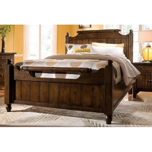 Attic Heirlooms King Size Feather Bed in Rustic Oak Finish