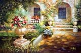 Free Shipping, Impression / Classic, Architecture / Landscape / Scenery, Summer's Mysteries, Handmade Oil Painting on Canvas By the Artist of A2Z Fine Arts, Hand Signed, with Certificate of Authenticity, Large Size, 24 X 36, Framed / Stretched / Gallery Wrap, Ready to Hang, Perfect Wall Décor