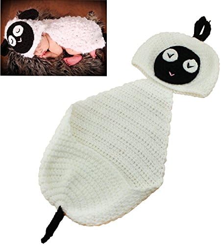 Baby Newborn Knitted Sheep Costume Photo Photography Prop Infant Animal Beanie Hat with Cape
