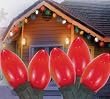 Set of 25 Opaque Red C9 Christmas Lights - Green Wire