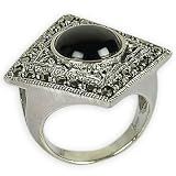 Handcrafted Jewelry Rings Sterling Silver Black Onyx Gemstone US Size 6 1/2