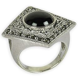 Handcrafted Jewelry Rings Sterling Silver Black Onyx Gemstone US Size 6 1/2
