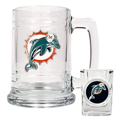 Miami Dolphins Boilermaker Set  (Primary Logo)