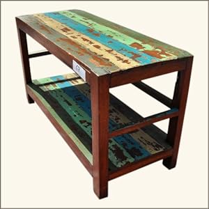 Sierra 2 Tier Reclaimed Teak Wood Rustic Hall Entry Way Foyer Console Table New