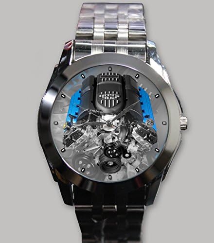 ford mustang boss 302 def engine custom Wristwatch Silver Alloy Band Stainless Steel Watch