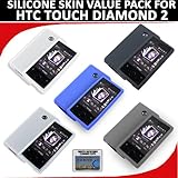 Silicone Skin 5 pc. Value Pack for your HTC Touch Diamond 2 (Black, Blue, W ....