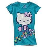 Girls' Hello Kitty Green Short-Sleeve Glitter Tee