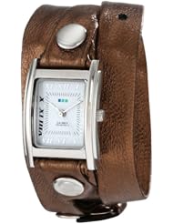 La Mer Collections Womens LMMTW1000 Bronze and Silver Simple Wrap Bronze Silver Leather Watch