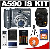 Canon PowerShot A590 IS Digital Camera with 2GB SD Card + Batteries and Charger + Case + Cameta Bonus Accessory Kit