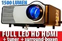 FULL LED HDMI BEAMER PROJEKTOR 1500 LUMEN HD - SCHWARZ