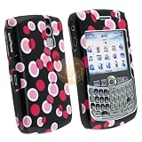 51cmk%2B87frL. SL160  Eforcity Solid Hard Plastic Shell Case + Screen Protector for RIM Blackberry Curve 8300 / 8310 / 8320   Black w/ Pink Dot by eForCity