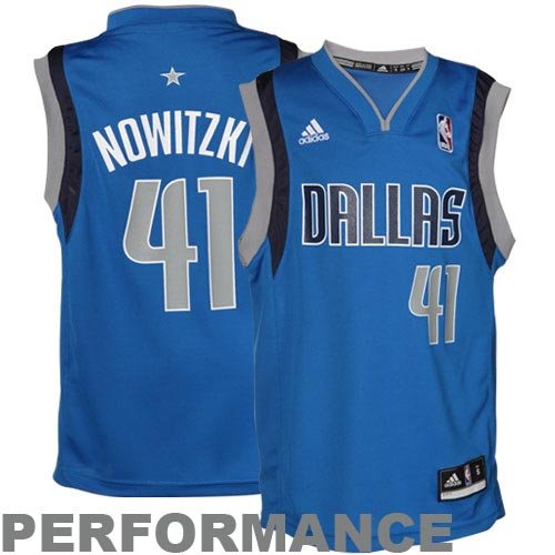 NBA Youth Dallas Mavericks Dirk Nowitzki Road Replica Jersey  (Blue, Large)