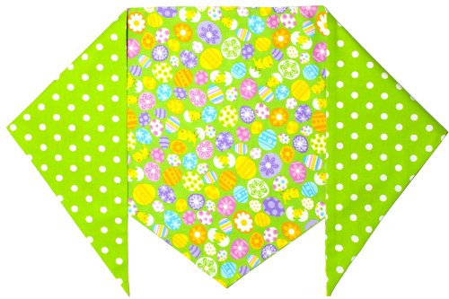 Easter Bandana for Dogs- Easter Eggs and Chicks, Green - X-Large - ties on a 21-28