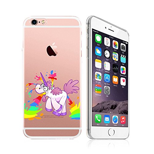 iPhone 6 / 6S, Ultra Slim Silicone Rubber Flexible Gel Case Cover for Apple - Rainbow unicorn out of control