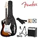 Fender Sunburst Electric Strat Guitar Kit - Includes: Guitar Stand, Strap, Gig Bag, 10-Watt Amp, 10-Foot Cable, Tuner, Strings, and GoDpsMusic Pick Sampler