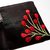 Pochette &agrave; Bijoux en Soie Brod&eacute;e - Commerce Equitable - Noir