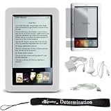 Barnes & Noble Nook E-Reader Kroo Case Protective Durable Silicone Skin (White) + Includes a 4-Inch eBigvalue Determination Hand Strap