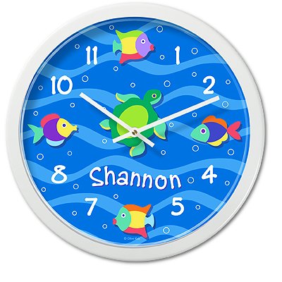 Olive Kids - Somethin' Fishy Personalized Clock (White)