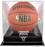 Chicago Bulls Black Base Logo Basketball Display Case and Mirror Back