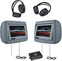 Power Acoustik HD-88GR 8.8-Inch Pre-Loaded Universal Headrest Monitors with 2 RF Headpones (Gray)