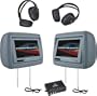 Power Acoustik HD-88GR 8.8-Inch Pre-Loaded Universal Headrest Monitors with 2 RF Headpones (Gray)